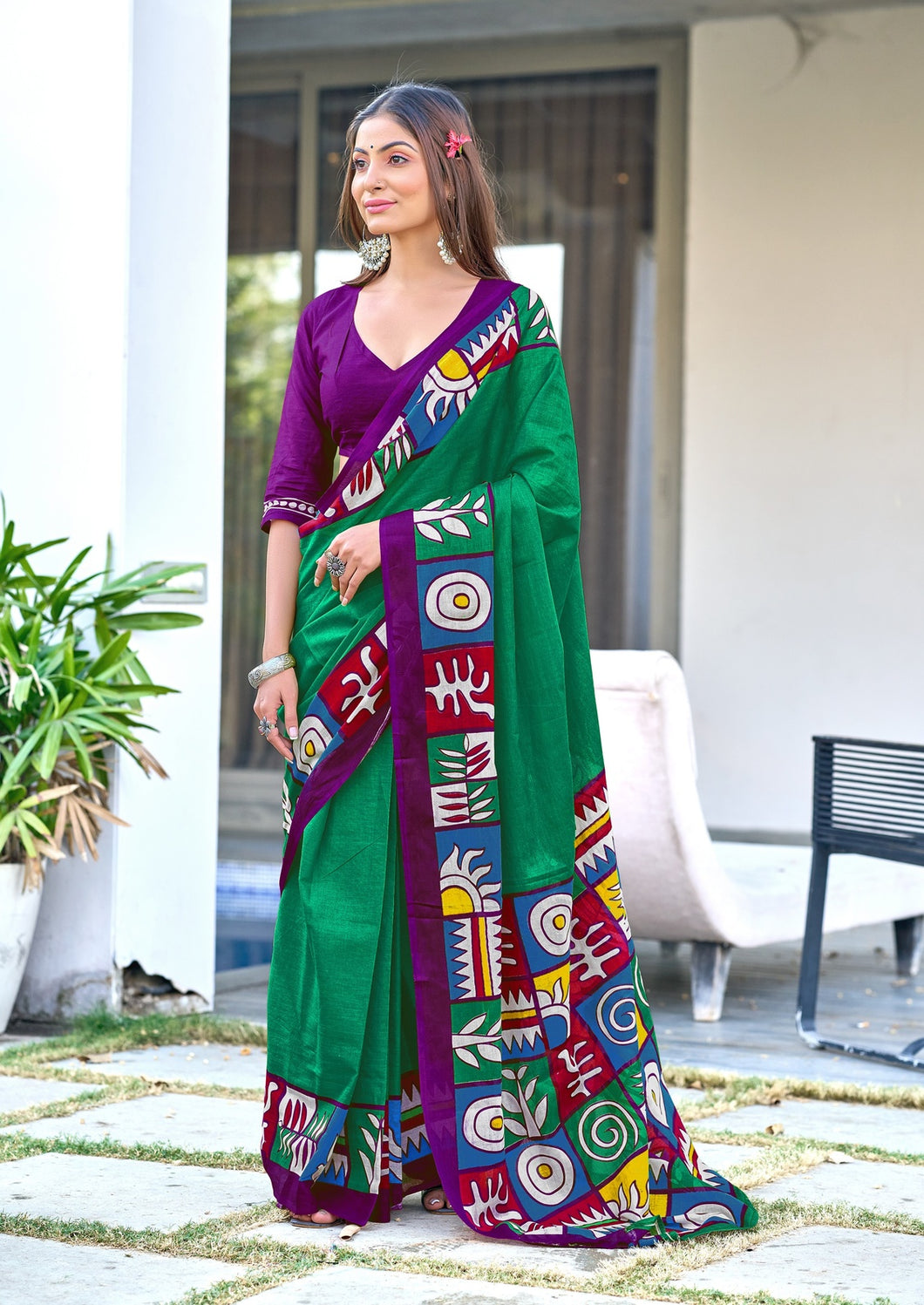 Mal Cotton Hand Block Print Saree