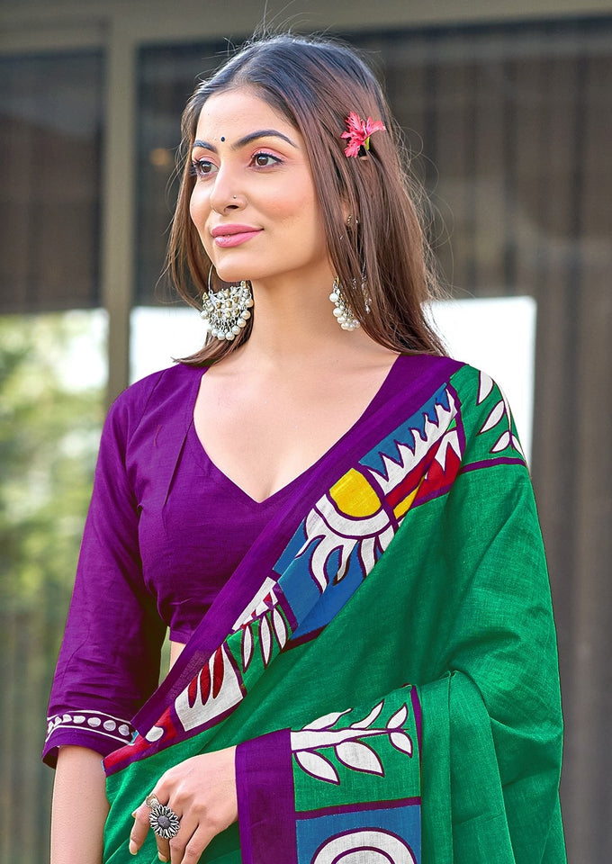 Mal Cotton Hand Block Print Saree