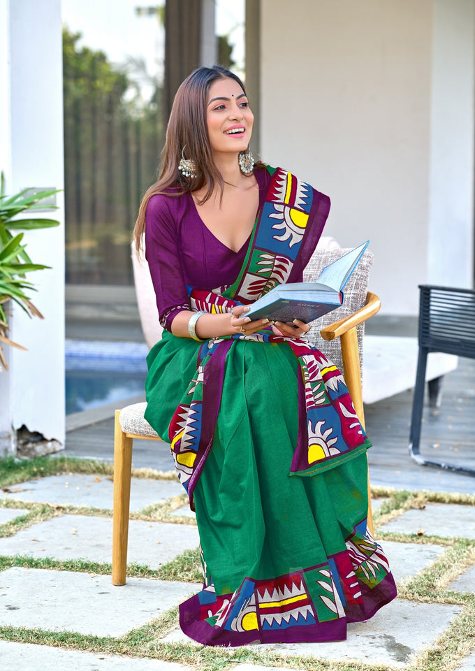 Mal Cotton Hand Block Print Saree