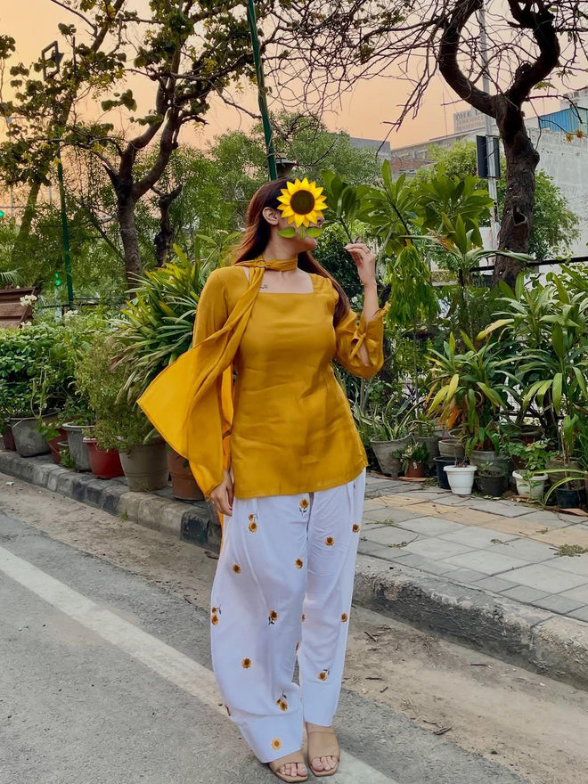 D- Sunflower Farsi Salwar Set With Dupatta