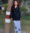 Black Hibiscus Embroidered Co-ord Set