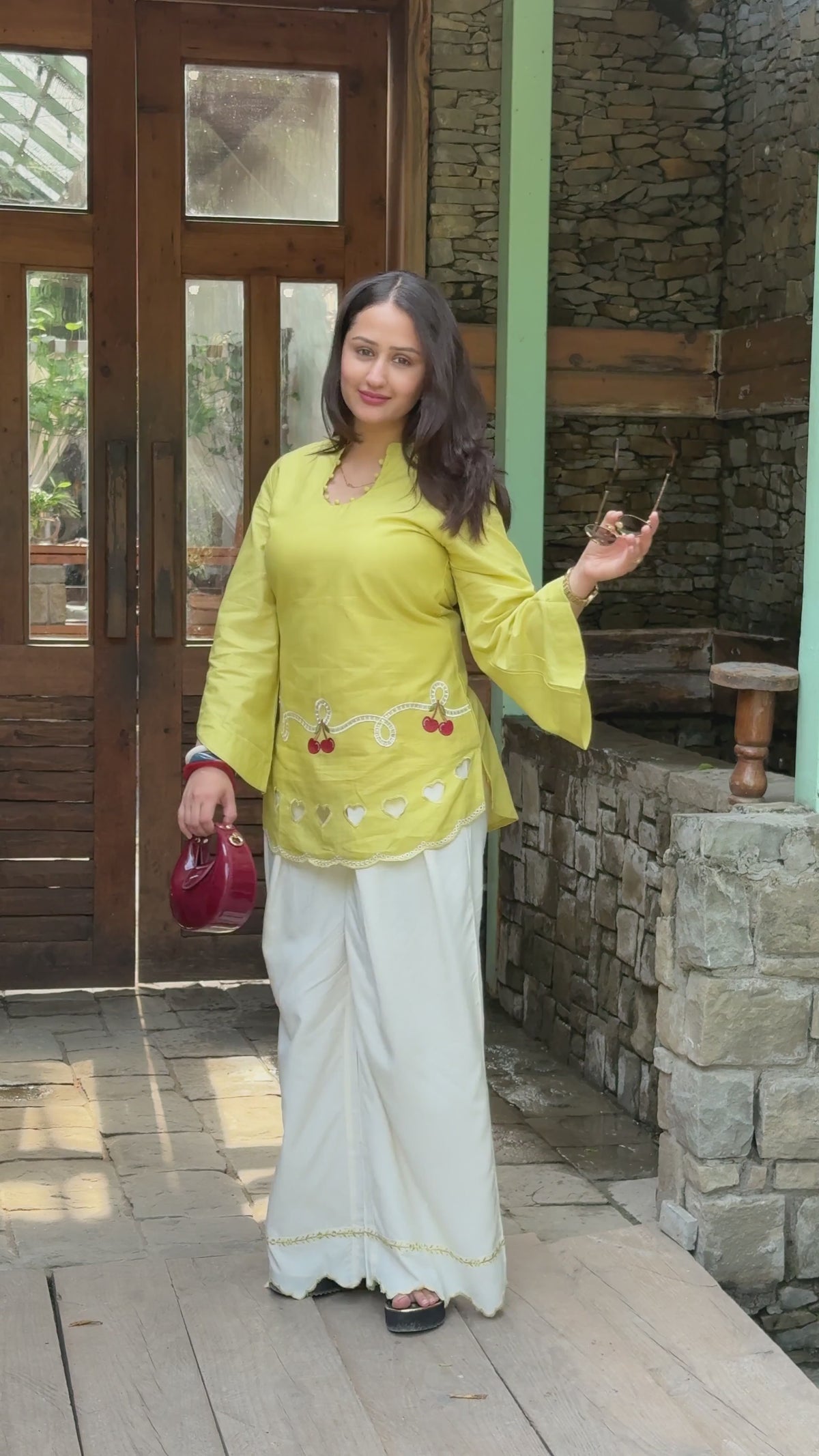 Cherry & Heart Farsi Salwar Set With Pockets