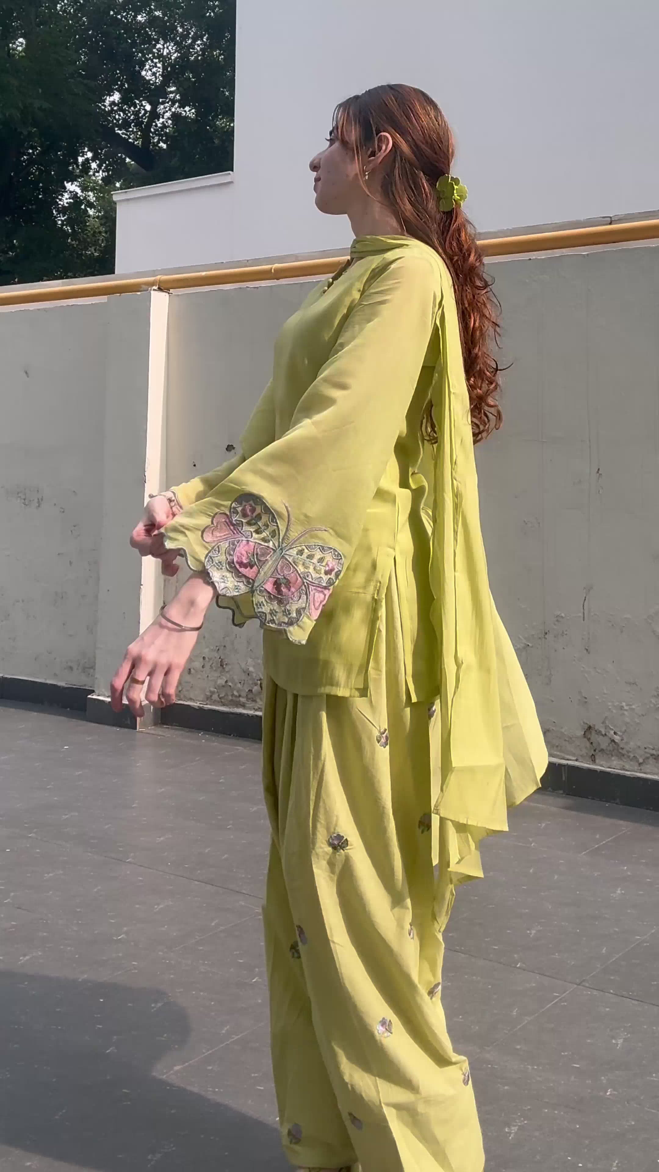 Pista Green Farsi Salwar Set Embroidery