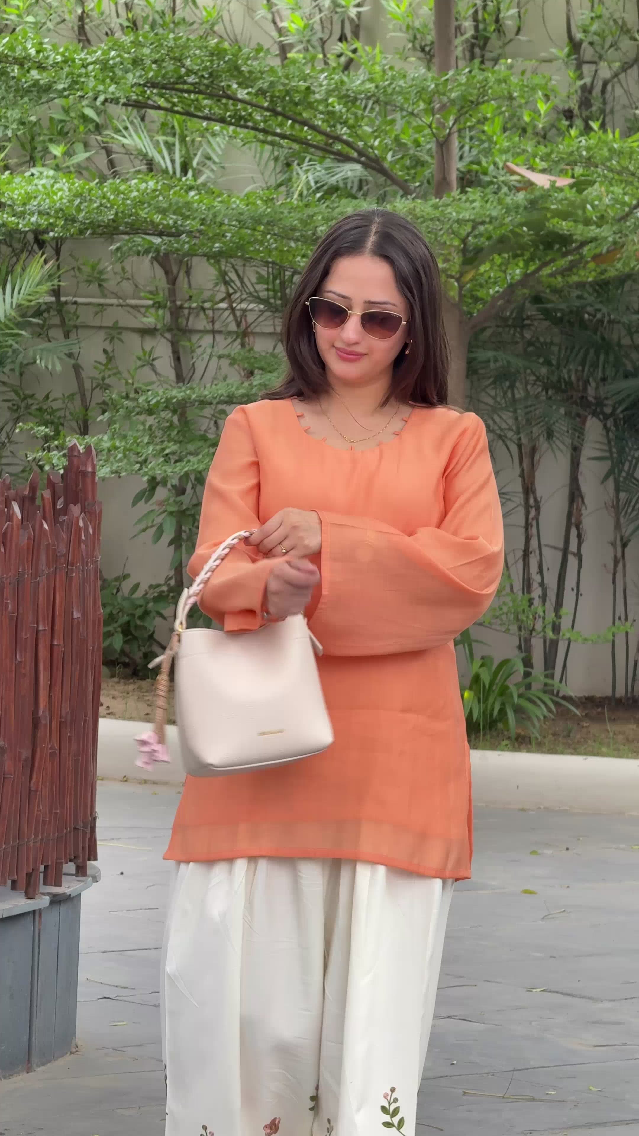 Orange Flower Floral Farsi Salwar Set